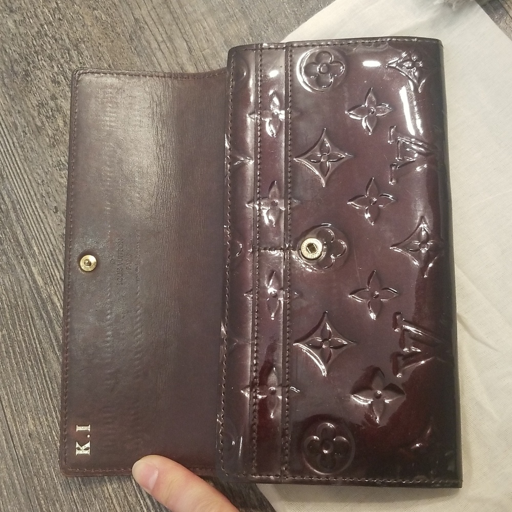 Louis Vuitton Vernis Monogram Long Snap Leather Merlot Burgundy Embossed Wallet - Picture 12 of 17